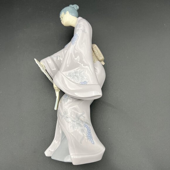 RARE Nao Lladro 1990 Love Dance Geisha w/ 2 Fans Figurine #1142 Rafael Lozano - Picture 11 of 13